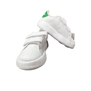 Adidas Advantage CF I Toddler Shoes White & Green Size 8K Easy Strap Tennis Snea
